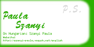 paula szanyi business card
